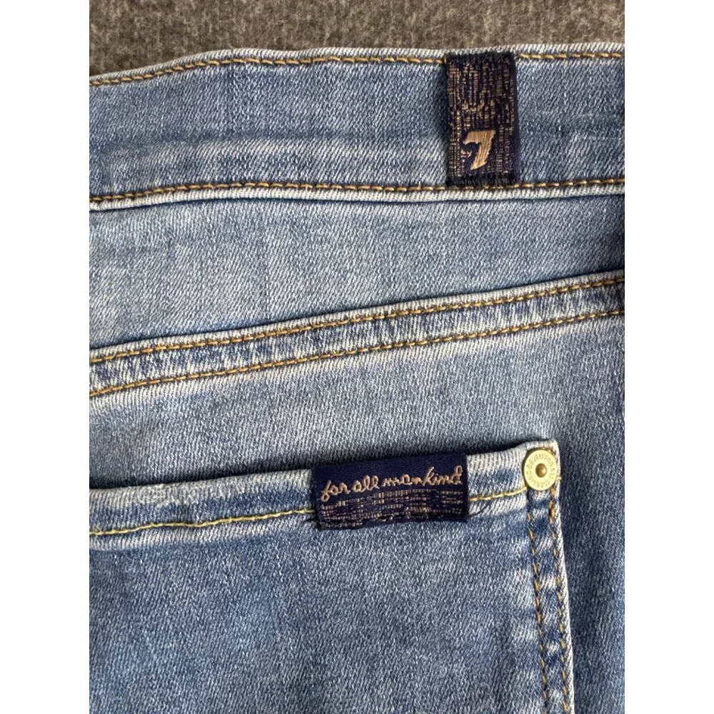 7 For All Mankind Skinny Jeans Womens 28 Blue Stretch Denim Mid Rise Button Fly